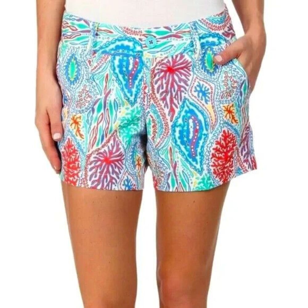 Lilly Pulitzer Women's Let Minnow Multi Sea Coral Print Callahan Shorts Size 2